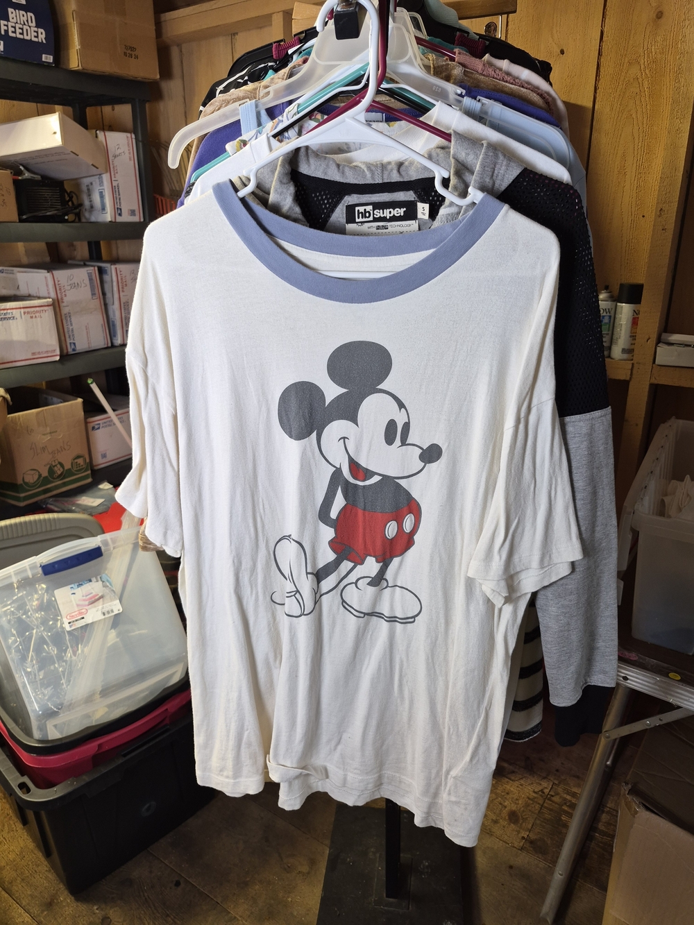 White Mickey Mouse Graphic Ringer Tee - Men Bin 56